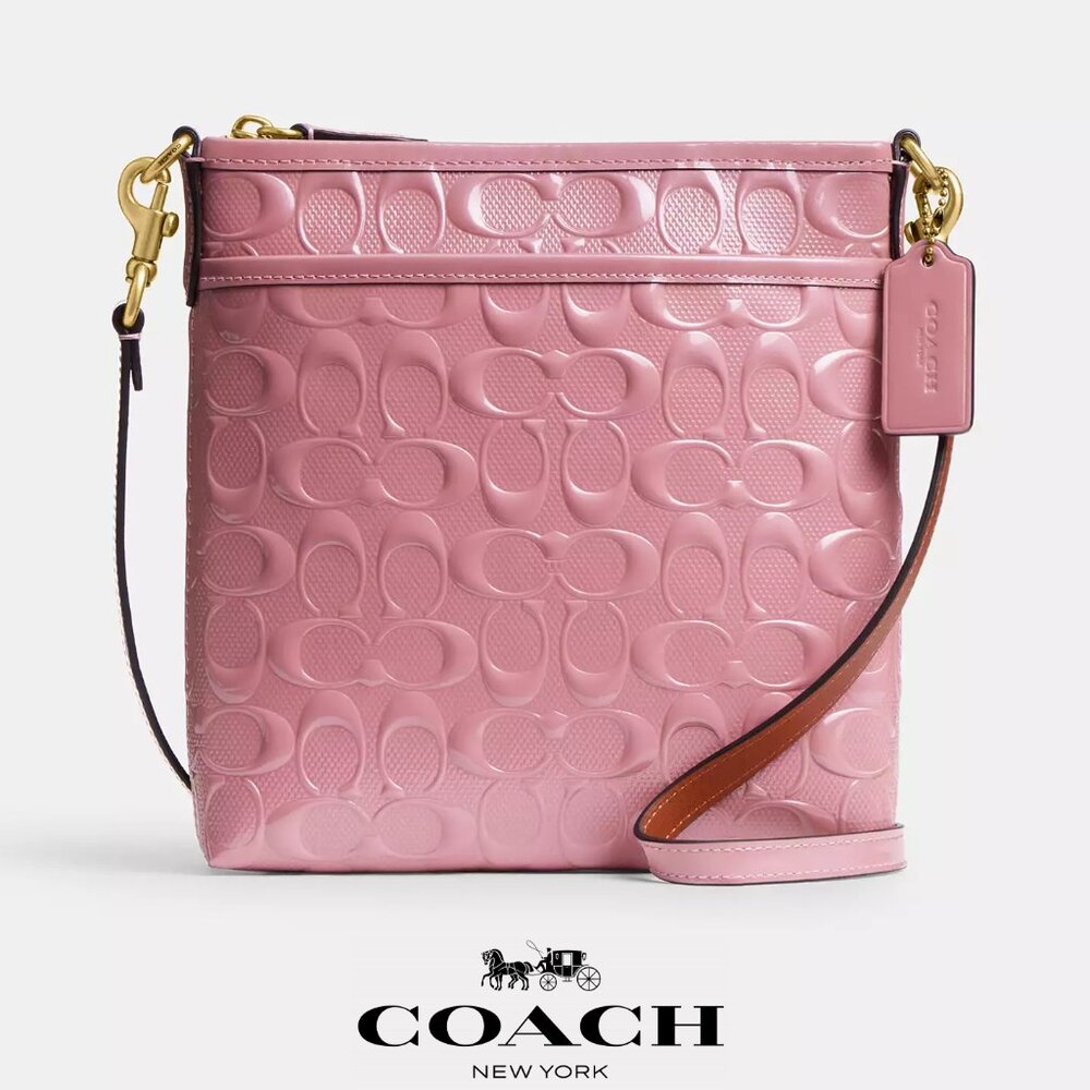 ❤️ Coach Kitt Messenger Crossbody Bag Brass/True Pink